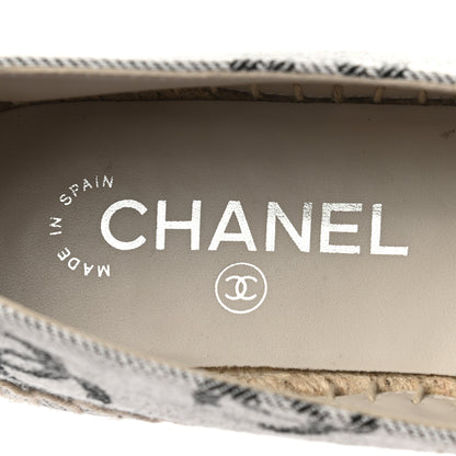 Chanel Cotton Jacquard Grosgrain CC Print Espadrilles 39 Grey Black 9 of 10