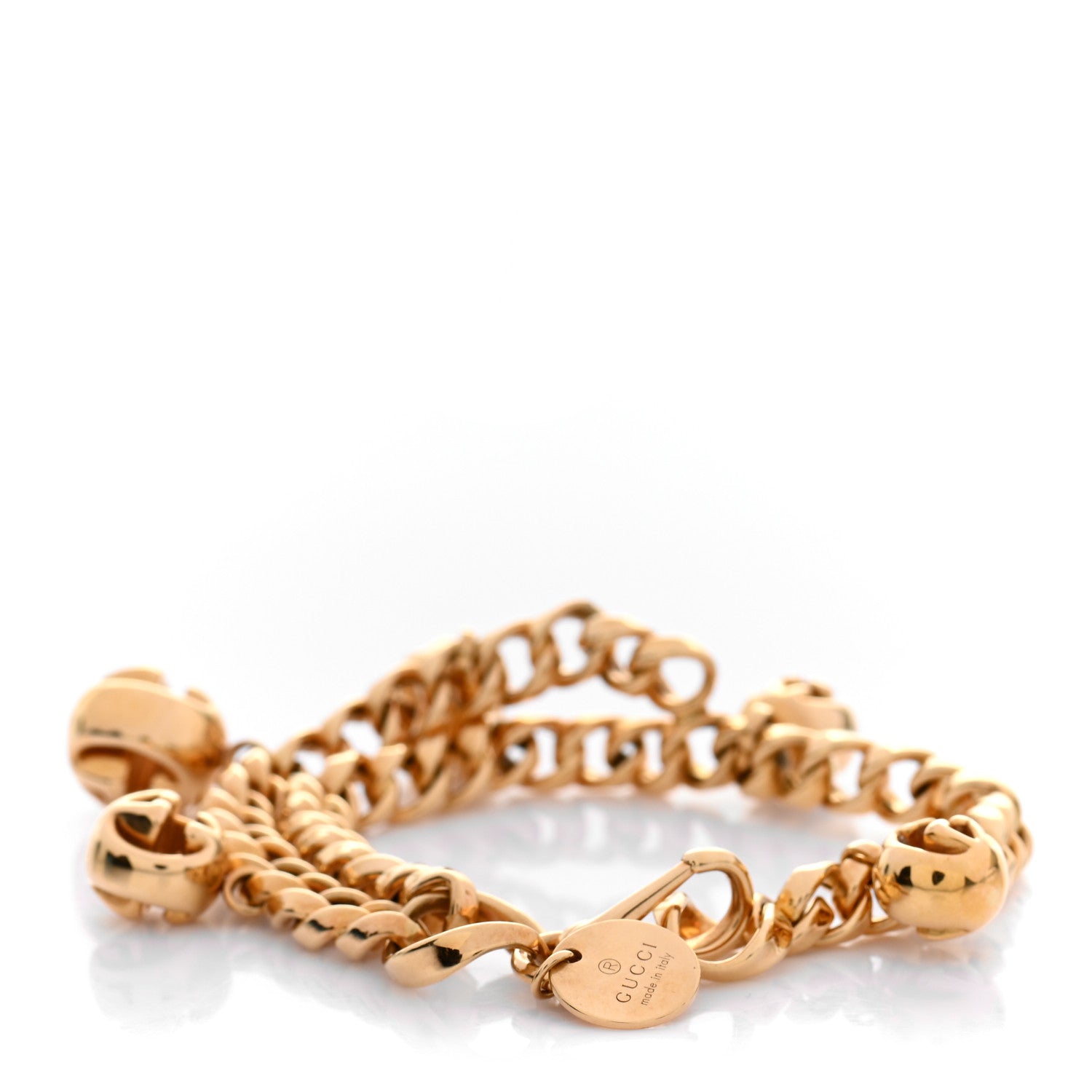 Gucci Metal GG Logo Charm Bracelet Gold 3 of 4