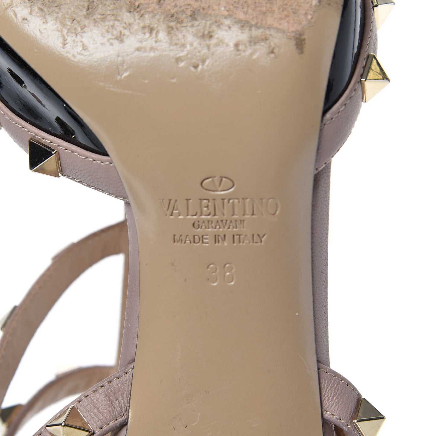 Patent Nappa Rockstud Ankle Strap 65mm Pumps 38 Black Poudre