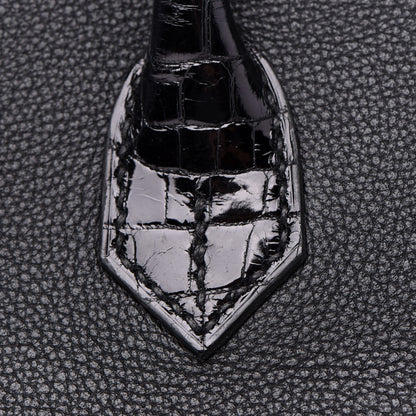 Hermes Taurillon Novillo Shiny Niloticus Crocodile Birkin Touch 25 Black 10 of 35