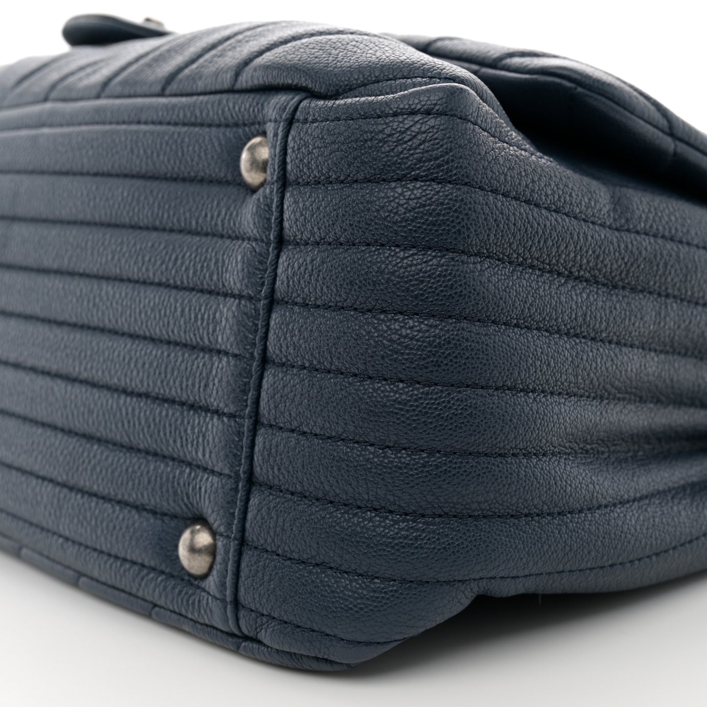 Calfskin Chevron Quilted XXL Travel Flap Bag Blue