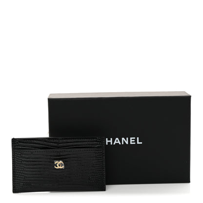 Chanel Calfskin Lizard Embossed Card Holder Black 8 of 8
