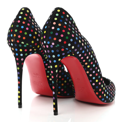 Christian Louboutin Suede Polka Dot Hot Chick 100 Pumps 40.5 Black Multicolor 4 of 8
