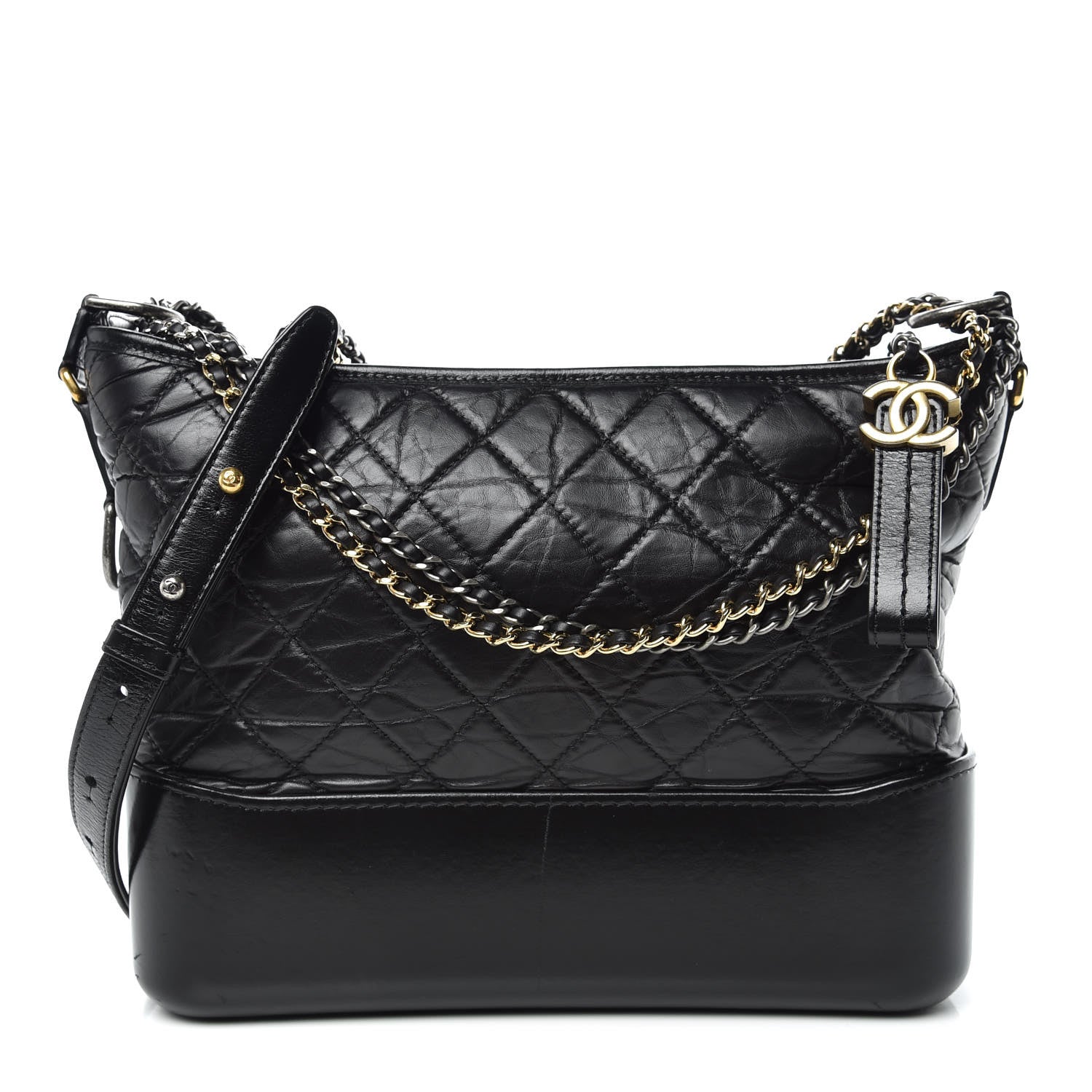 Chanel Aged Calfskin Quilted Medium Gabrielle Hobo Black 1 of 10