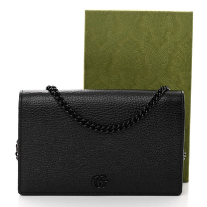 Gucci Dollar Calfskin Enamel Monochrome Mini GG Marmont Chain Wallet Black 11 of 11
