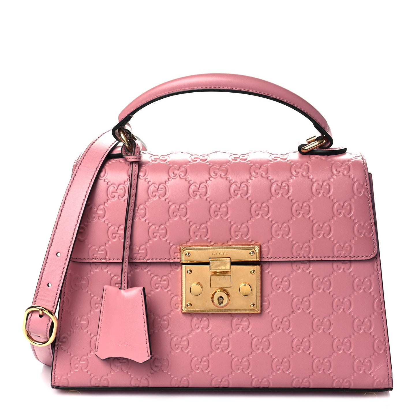 Guccissima Signature Small Padlock Top Handle Bag Rose Baby Candy