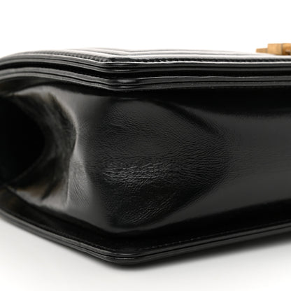 Chanel Metallic Glazed Calfskin Medium Boy Flap Black Gold 9 of 13