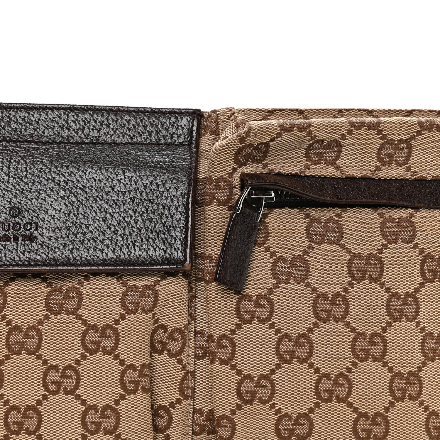 Gucci GG Monogram Double Pocket Belt Bag Dark Brown 7 of 9