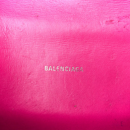 Balenciaga Shiny Calfskin Crocodile Embossed Hourglass Top Handle Bag XS Lipstick Pink 6 of 14