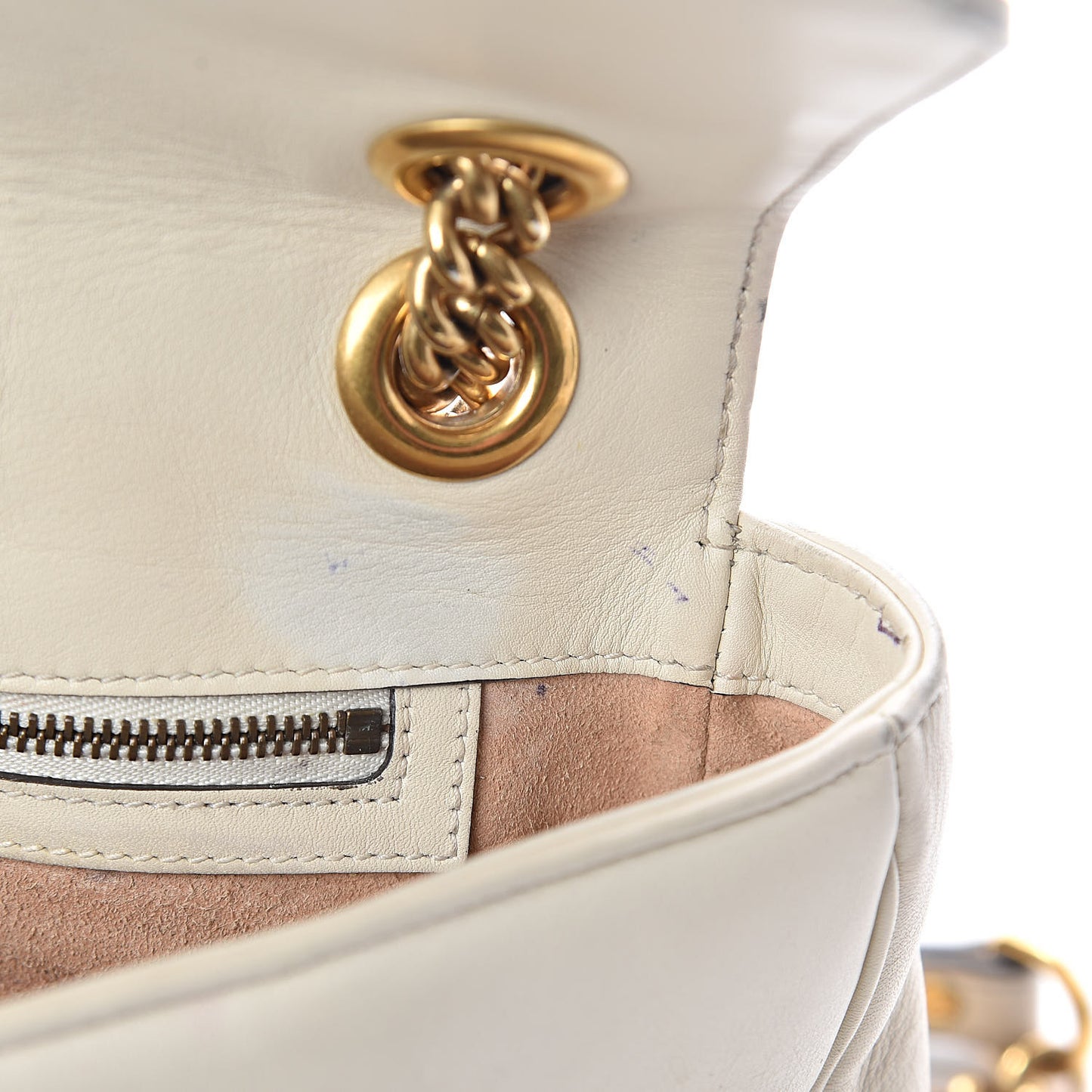 Calfskin Matelasse Medium GG Marmont Shoulder Bag White