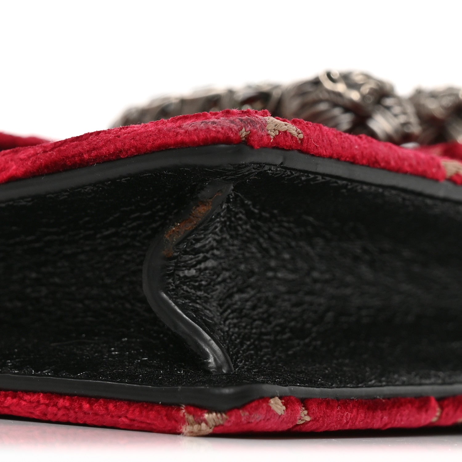 Gucci Velvet GG Monogram Super Mini Dionysus Shoulder Bag Red Cipria Black 9 of 10