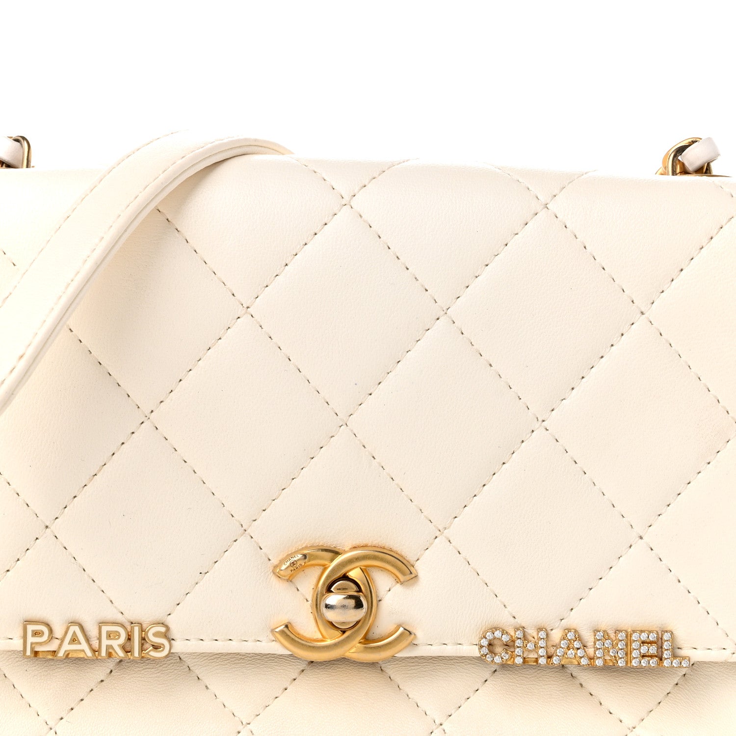Chanel Lambskin Enamel Strass Quilted Mini Paris Monaco Flap White 7 of 10