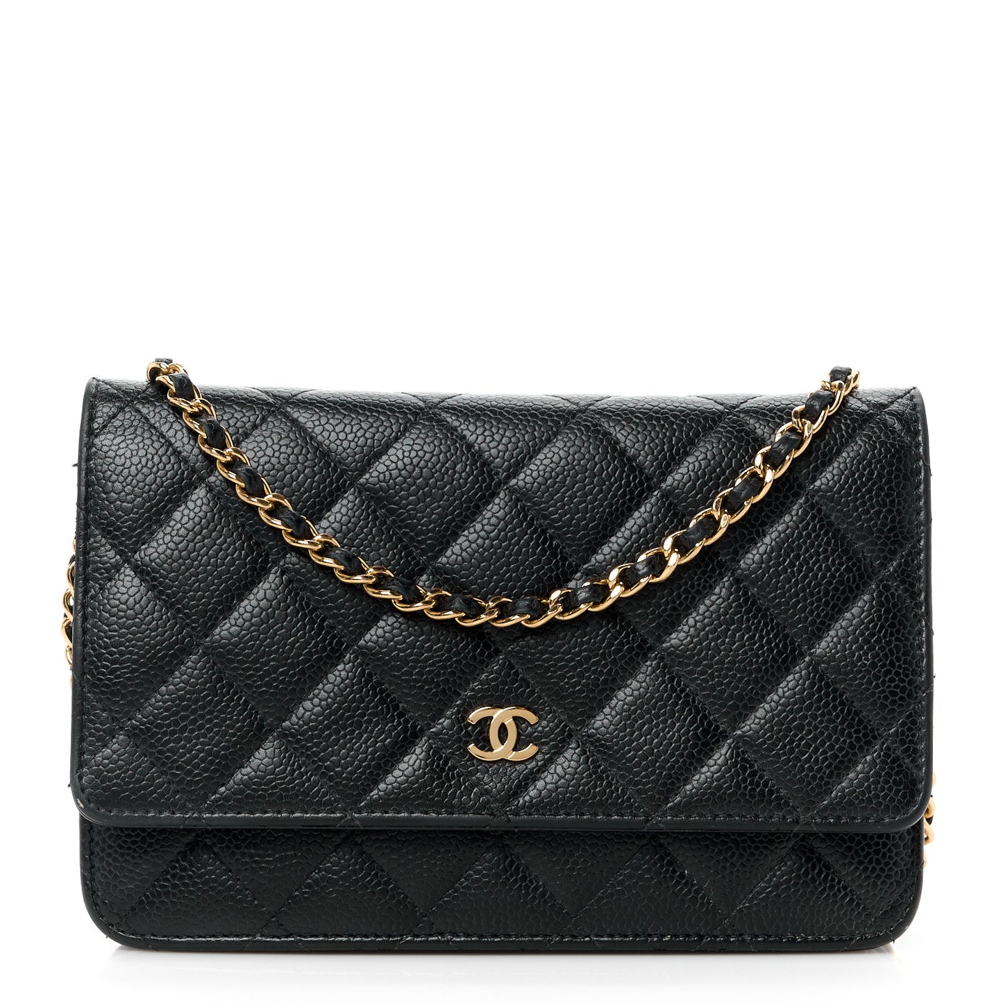 Caviar Quilted Wallet on Chain WOC Black