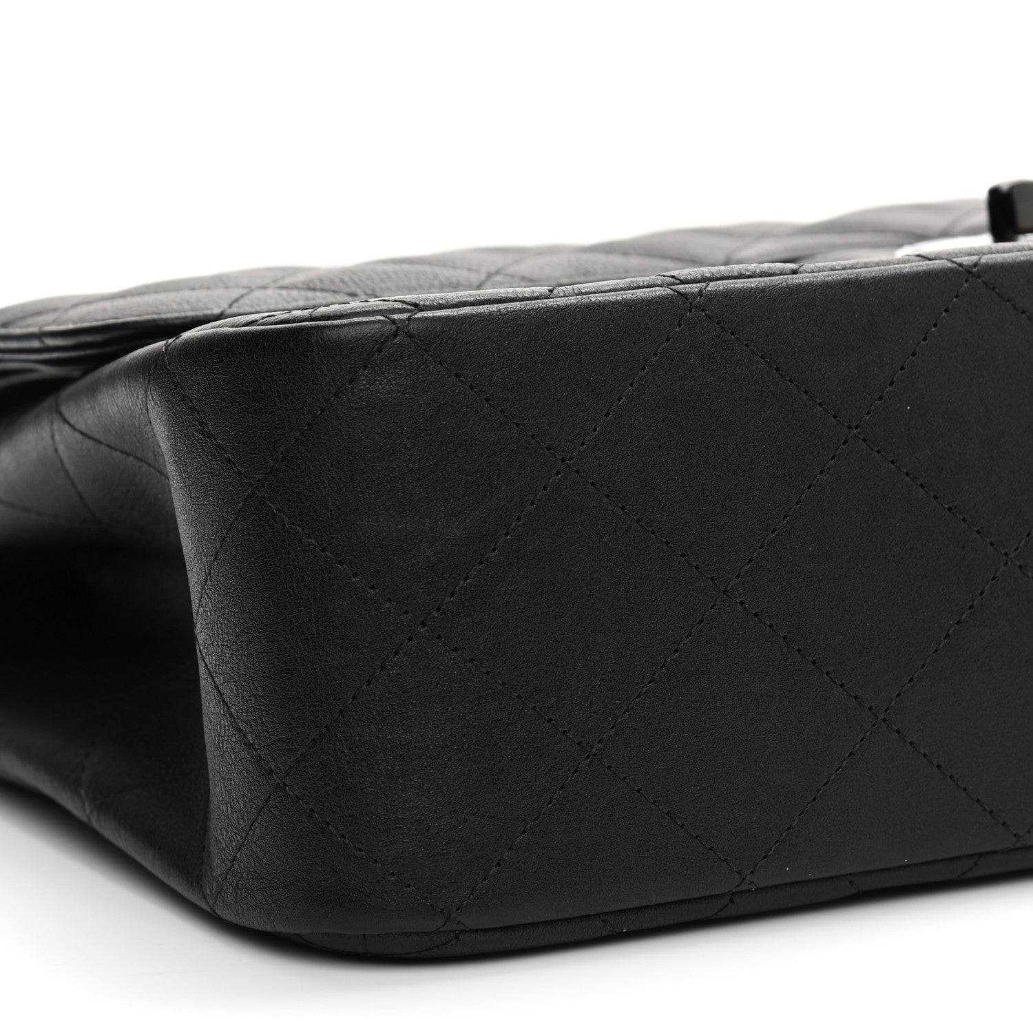 Chanel Crumpled Calfskin Quilted Jumbo Double Flap So Black 9 of 12