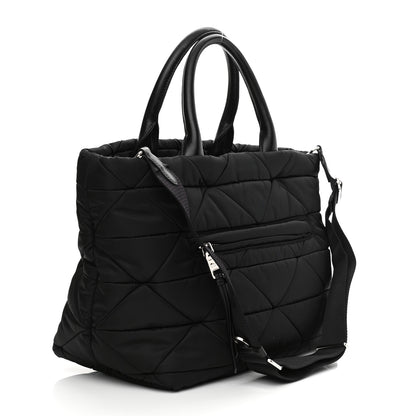 Prada Re-Nylon Nappa Triangle Quilted Padded Small Double Handled Zip Tote Black 2 of 6