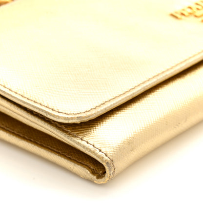 Prada Metallic Saffiano Wallet On Chain Platino 10 of 21