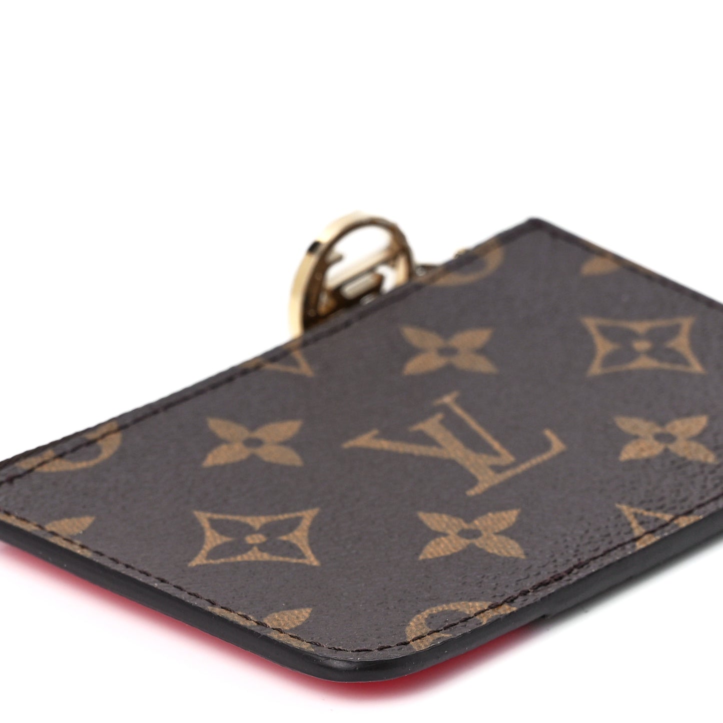 Monogram Zipped Romy Card Holder Red