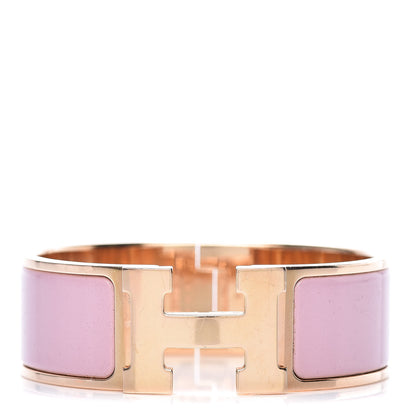 Hermes Enamel Wide Clic Clac H Bracelet PM Rose Nacarat 1 of 6