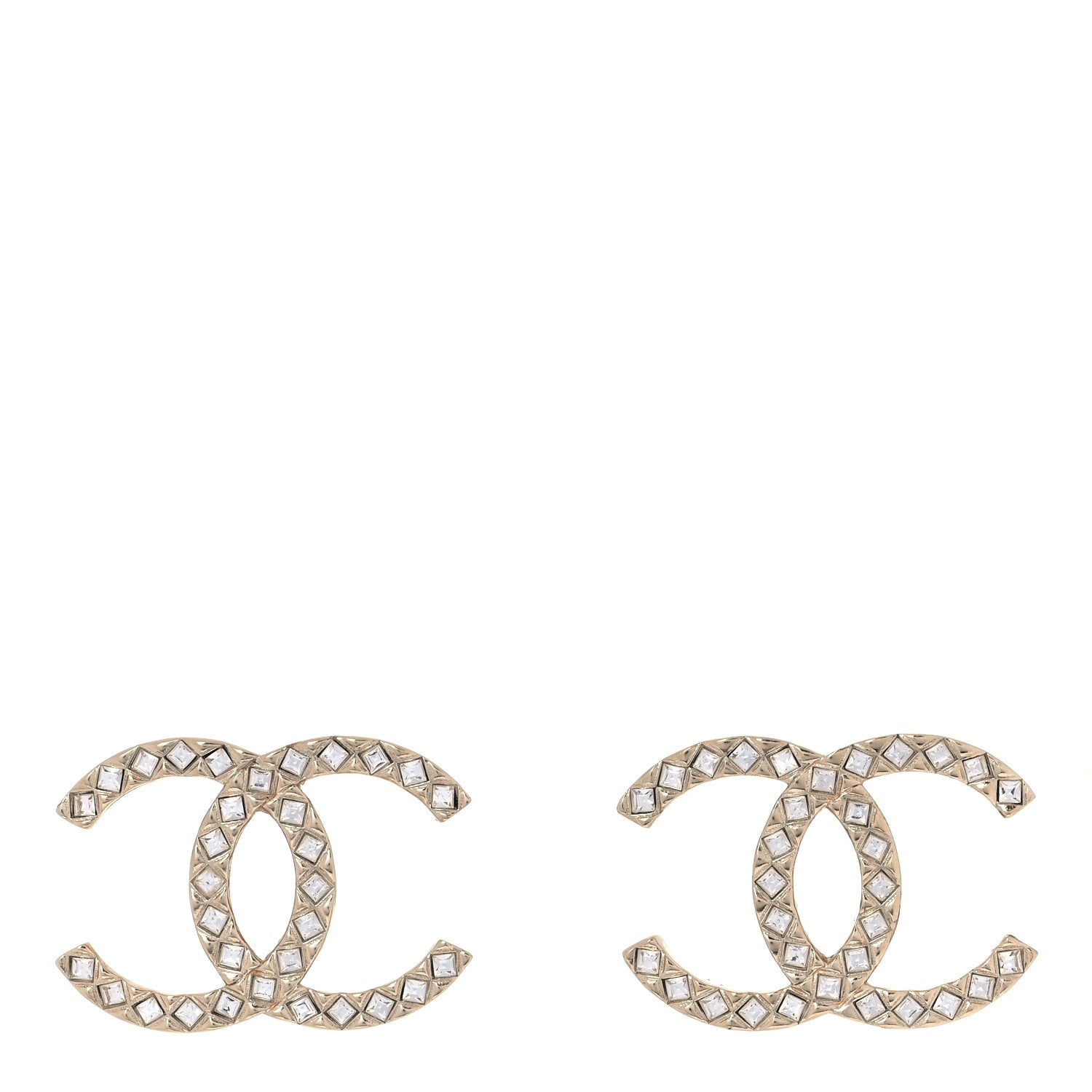 Chanel Baguette Crystal High Society CC Earrings Gold 1 of 4