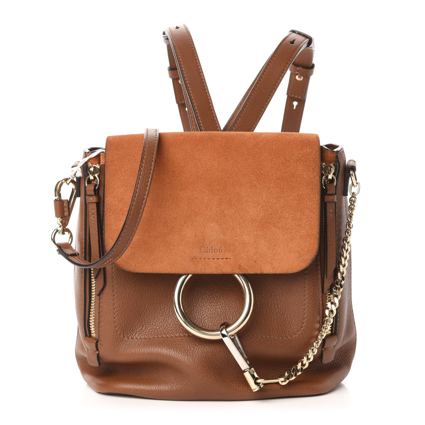 Suede Calfskin Small Faye Backpack Tobacco
