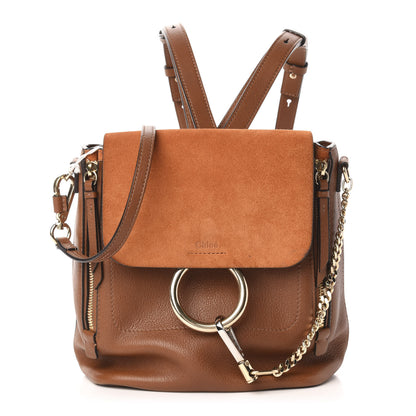Chloe Suede Calfskin Small Faye Backpack Tobacco 1 of 9