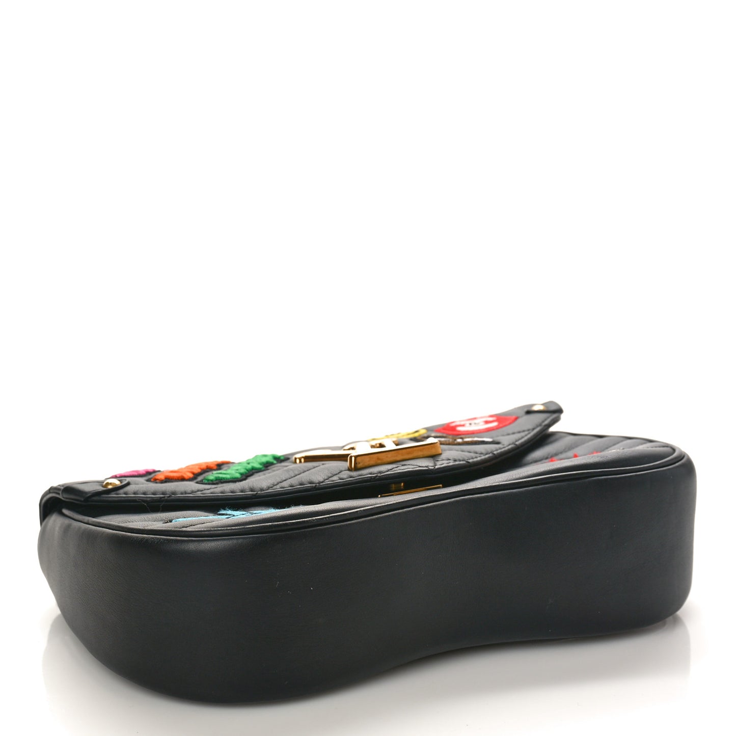 Calfskin Embroidered New Wave Chain MM Black