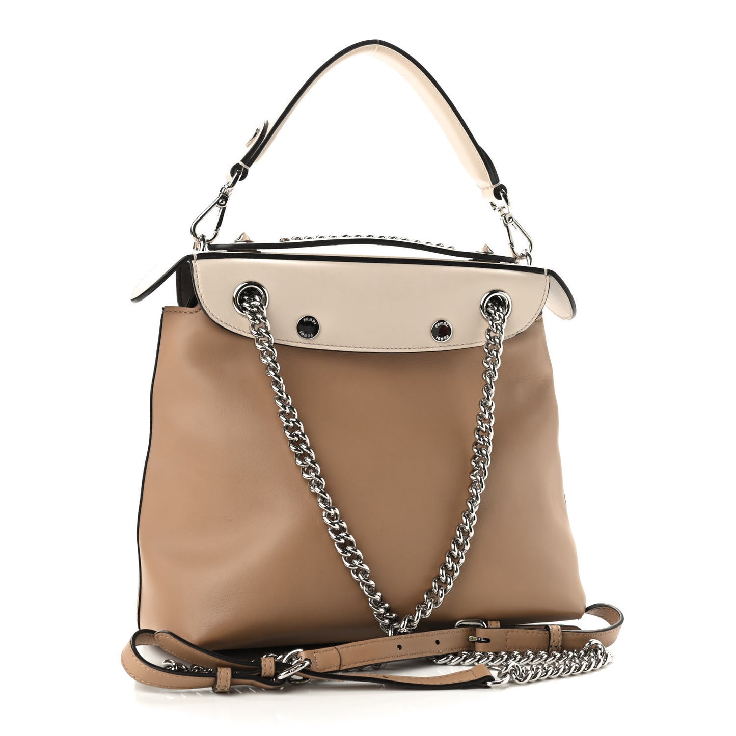 Vitello Century Pearl Bi-Color Scalloped Back to School Backpack Cuoio Camelia