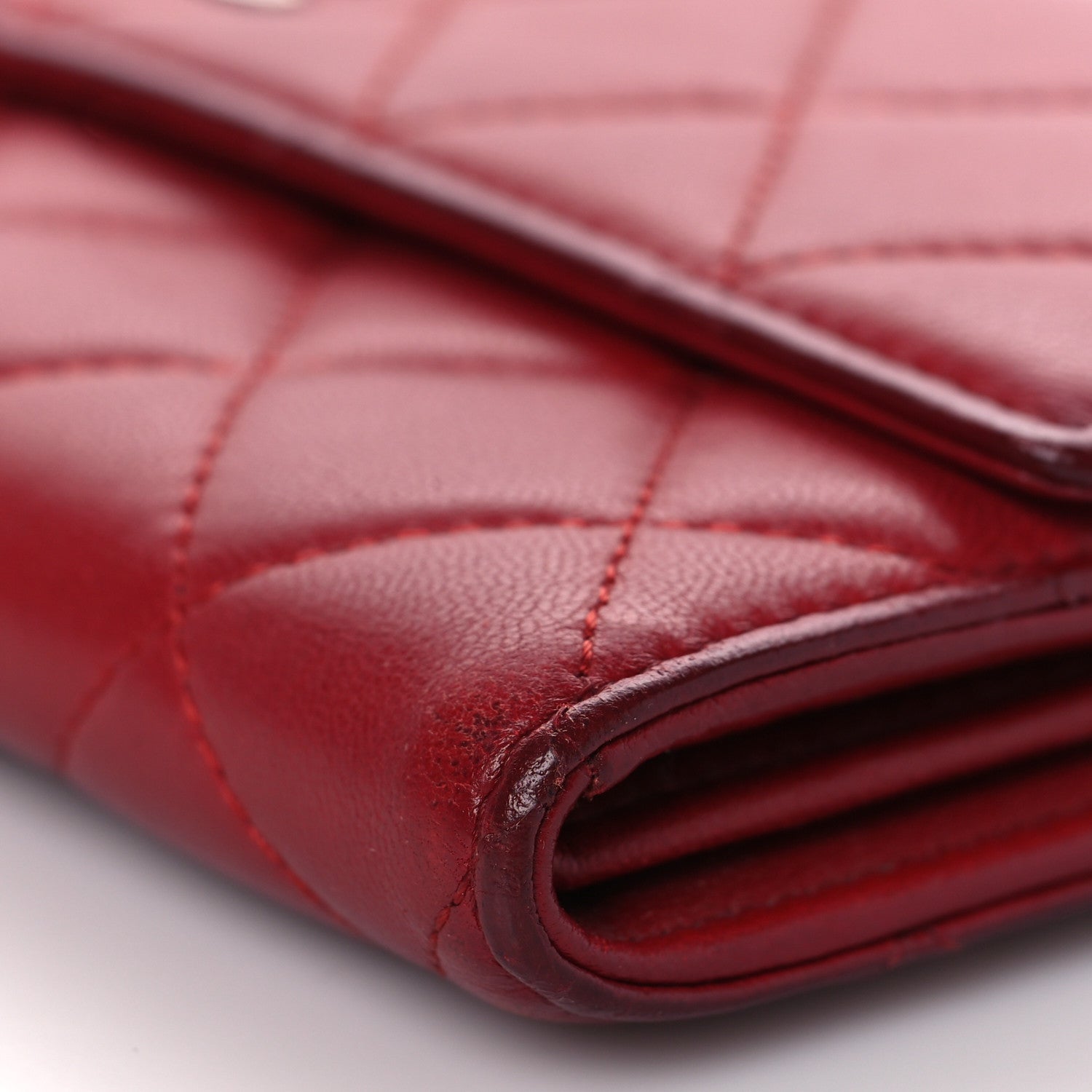 Chanel Lambskin Quilted Large Gusset Flap Wallet Red 10 of 15