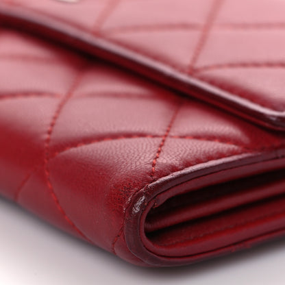 Chanel Lambskin Quilted Large Gusset Flap Wallet Red 10 of 15