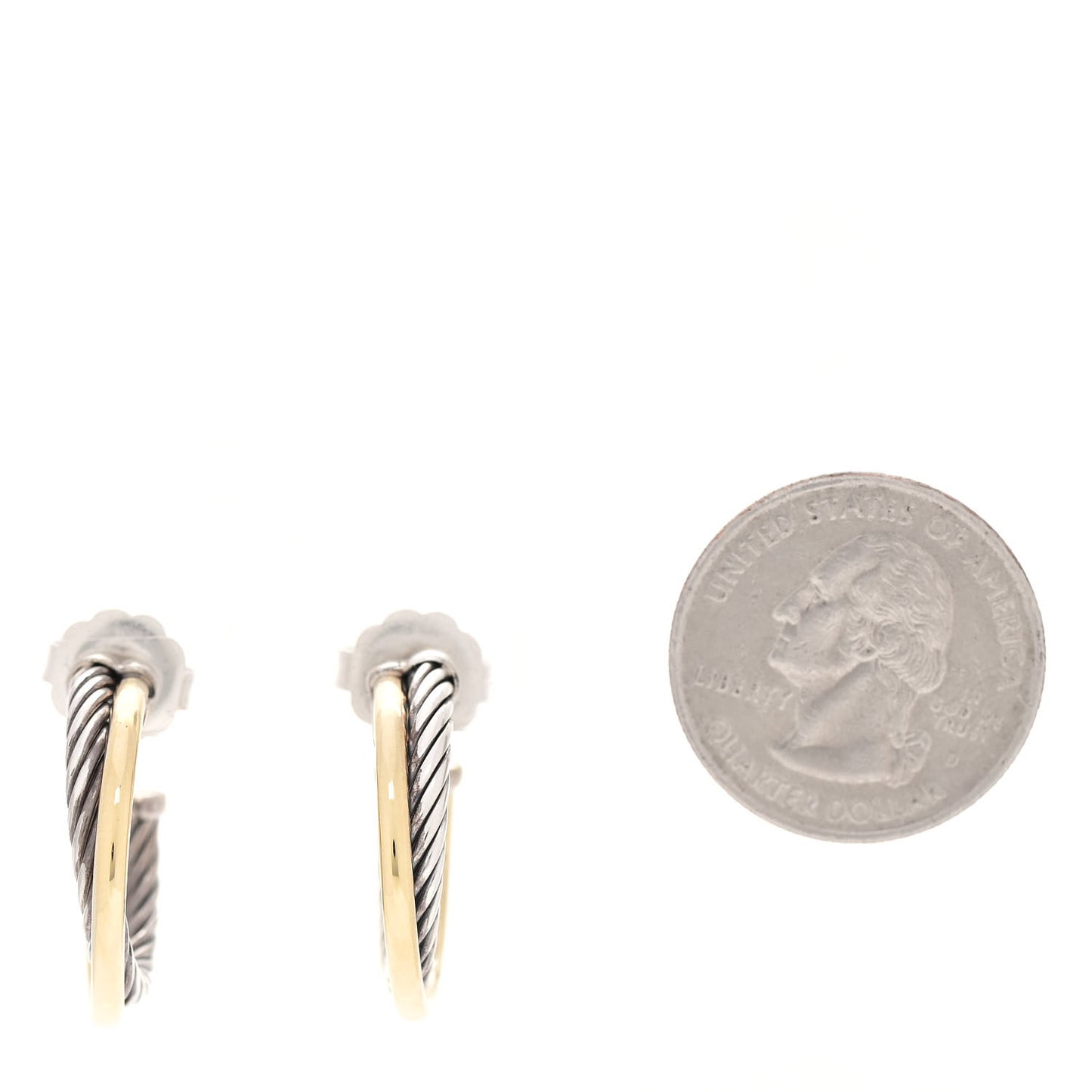 Sterling Silver 18K Yellow Gold 23mm Crossover Cable Hoop Earrings