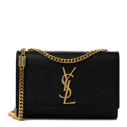 Saint Laurent Grain De Poudre Small Monogram Kate Satchel Black 1 of 7