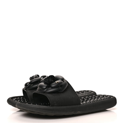 Chanel Thermoplastic PVC Camellia Mule Sandals 37 Black 3 of 7