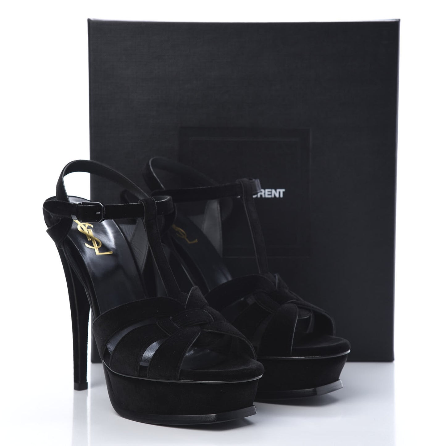 Suede Tribute 105 Platform Sandals 40 Black