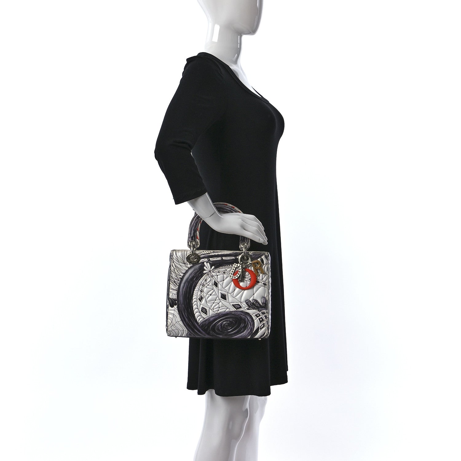 Christian Dior Calfskin Quilted Jack Pierson Art Lady Dior White Black Multicolor 2 of 8
