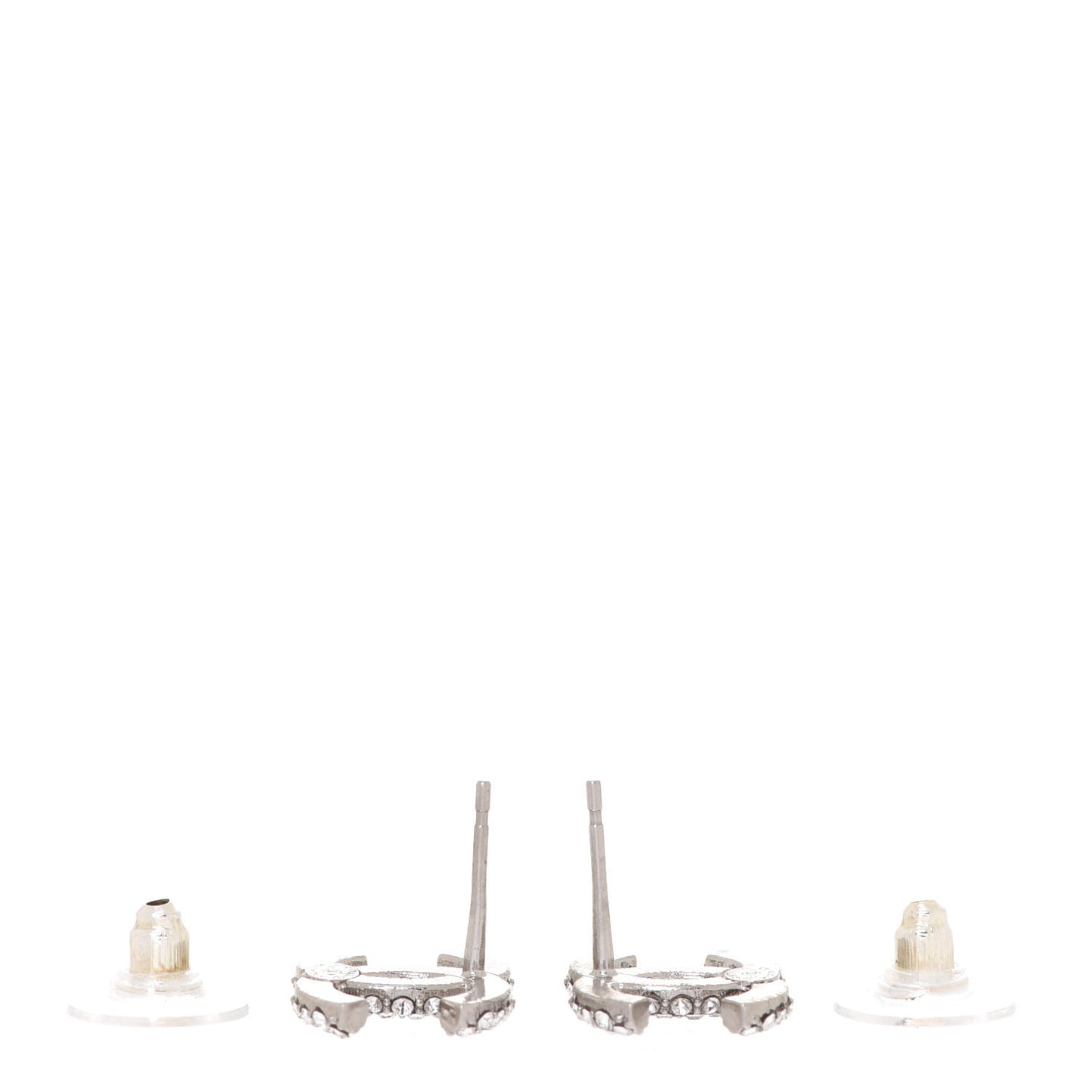 Crystal CC Treasure Chest Earrings Silver