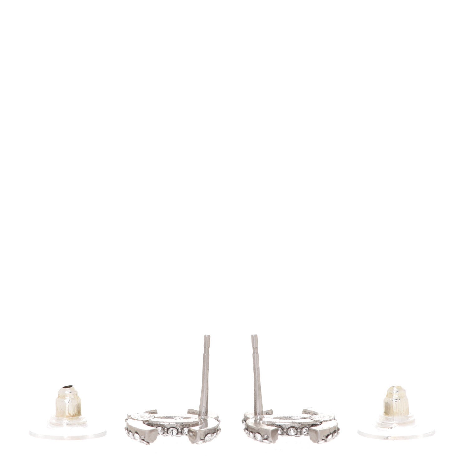 Chanel Crystal CC Treasure Chest Earrings Silver 3 of 5