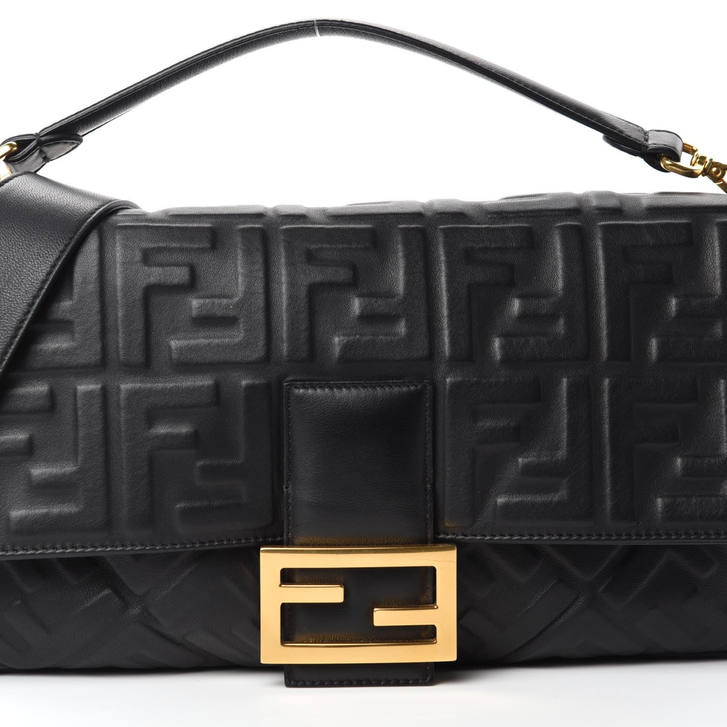 Fendi Nappa FF 1974 Embossed Large Baguette Black 10 of 10