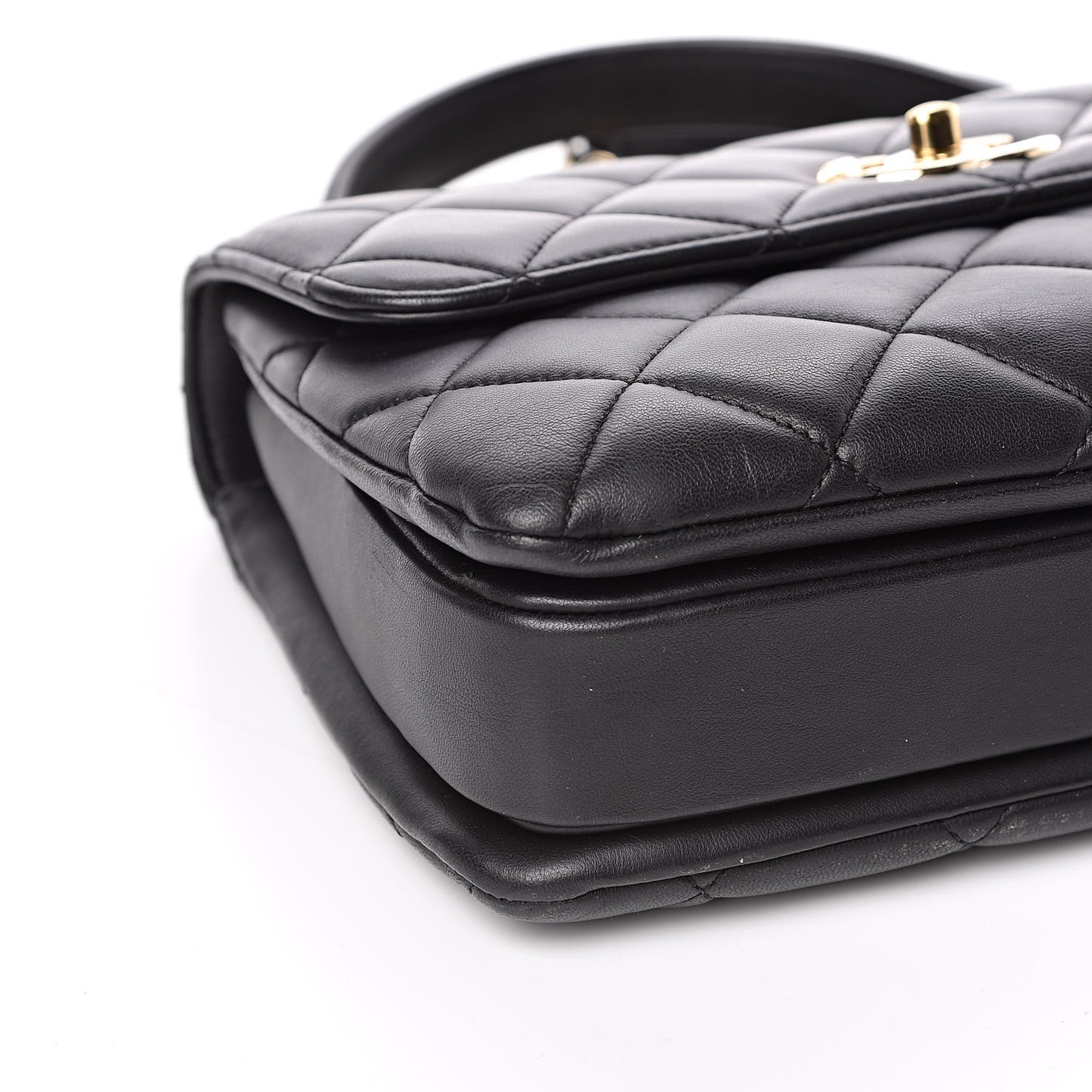 Lambskin Quilted Small Trendy CC Dual Handle Flap Bag Black