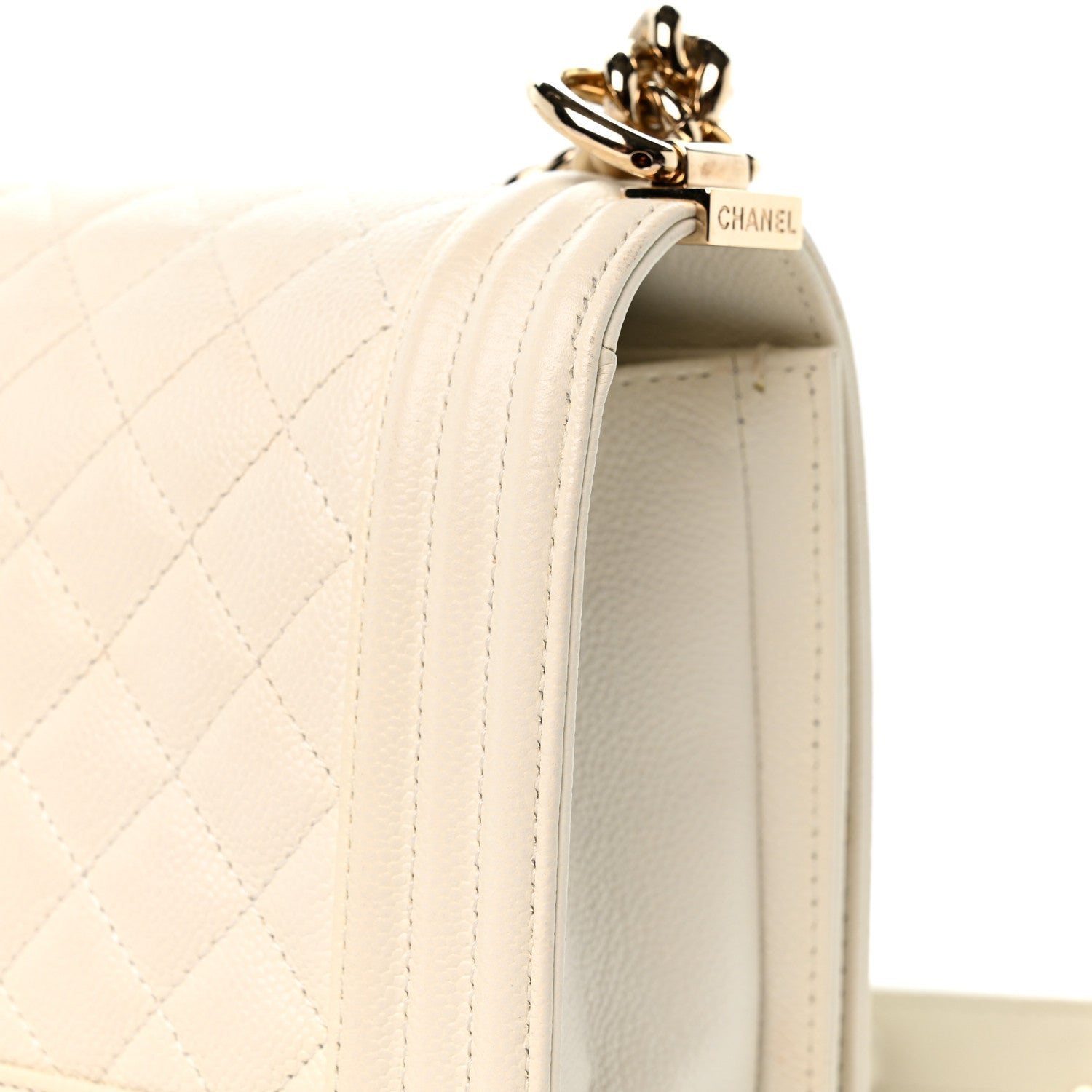 Chanel Caviar Quilted Medium Boy Flap White 14 of 14