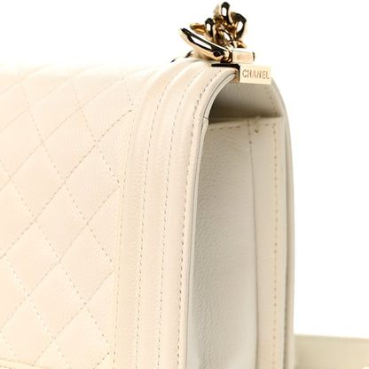 Chanel Caviar Quilted Medium Boy Flap White 14 of 14