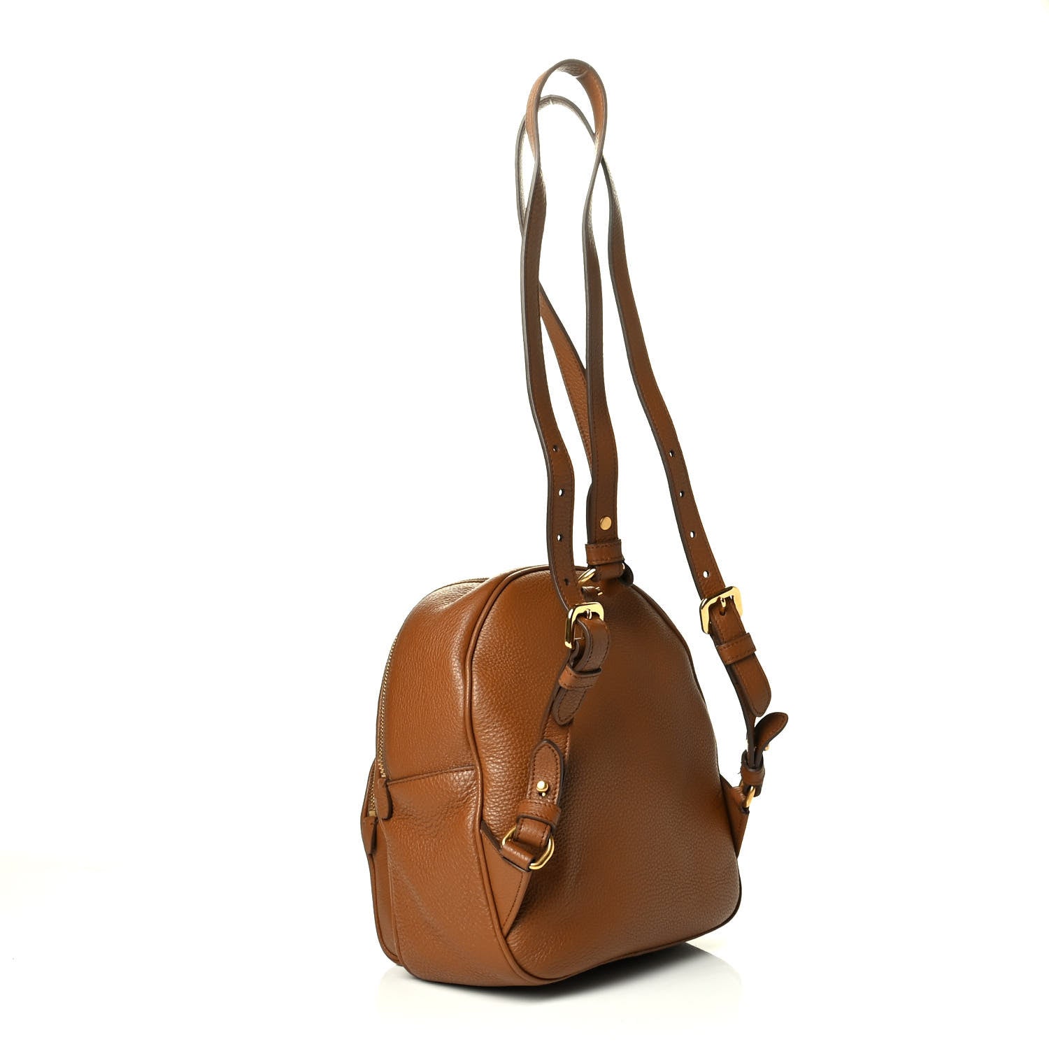 Prada Vitello Daino Zip Backpack Cuoio 2 of 8