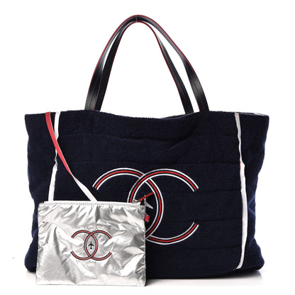 Chanel Reversible Chanel Airlines Tote Silver Navy 1 of 18