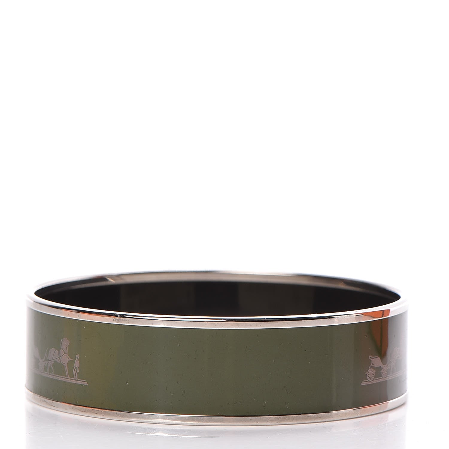 Hermes Enamel Wide Caleche Bracelet 70 Loden 3 of 6