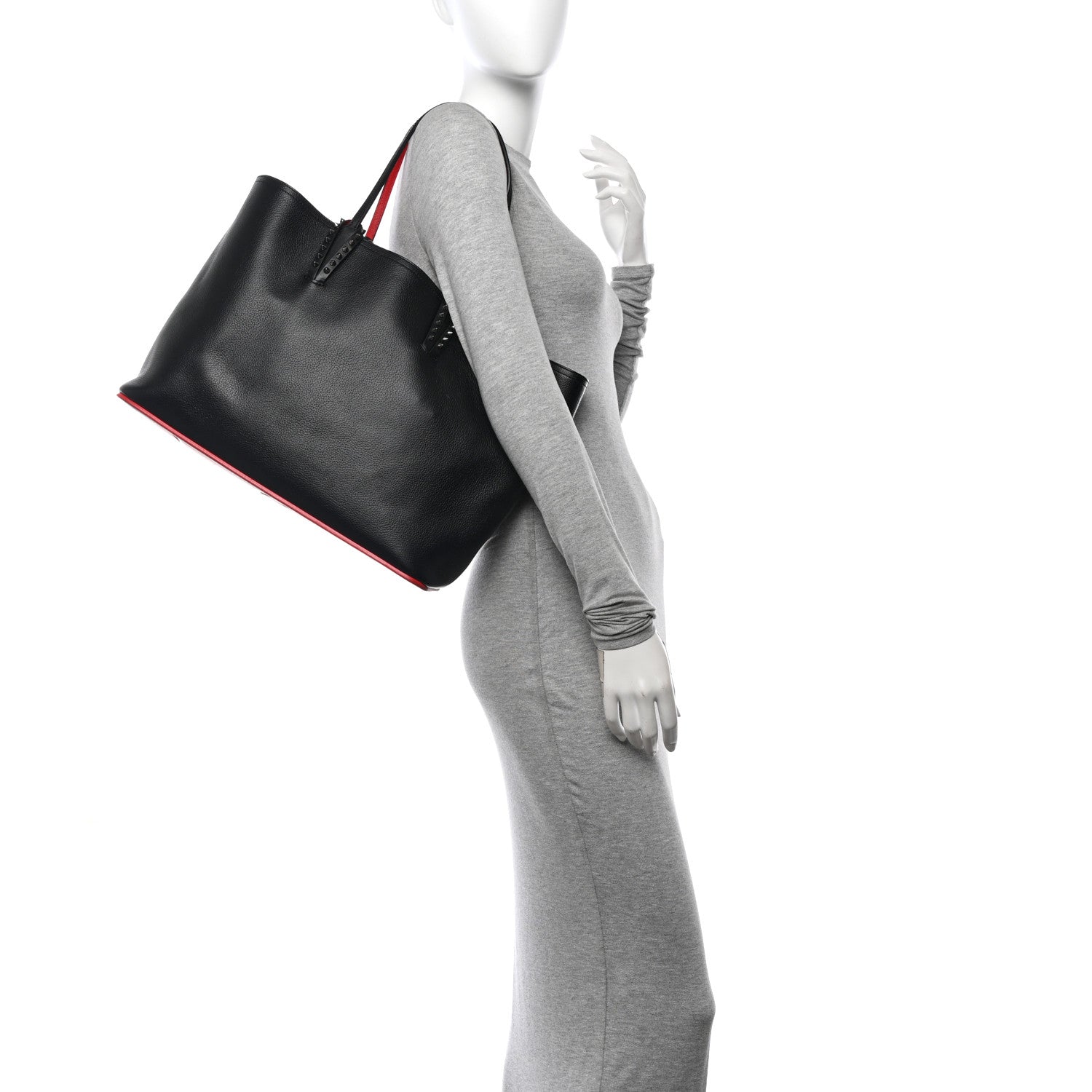 Christian Louboutin Calfskin Spikes East West Cabata Tote Black 2 of 12