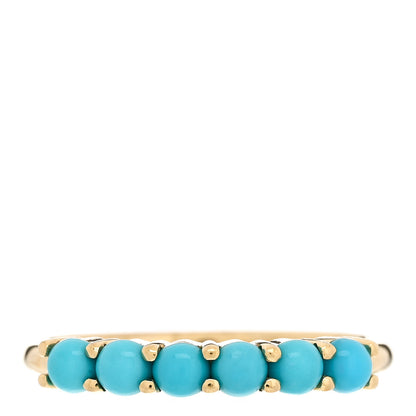 Jennifer Meyer 18K Yellow Gold Turquoise 4 Prong Ring 55 7.25 1 of 5