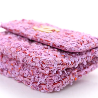 Chanel Tweed Enamel Quilted Pending CC Flap Belt Bag Pink Purple 11 of 12