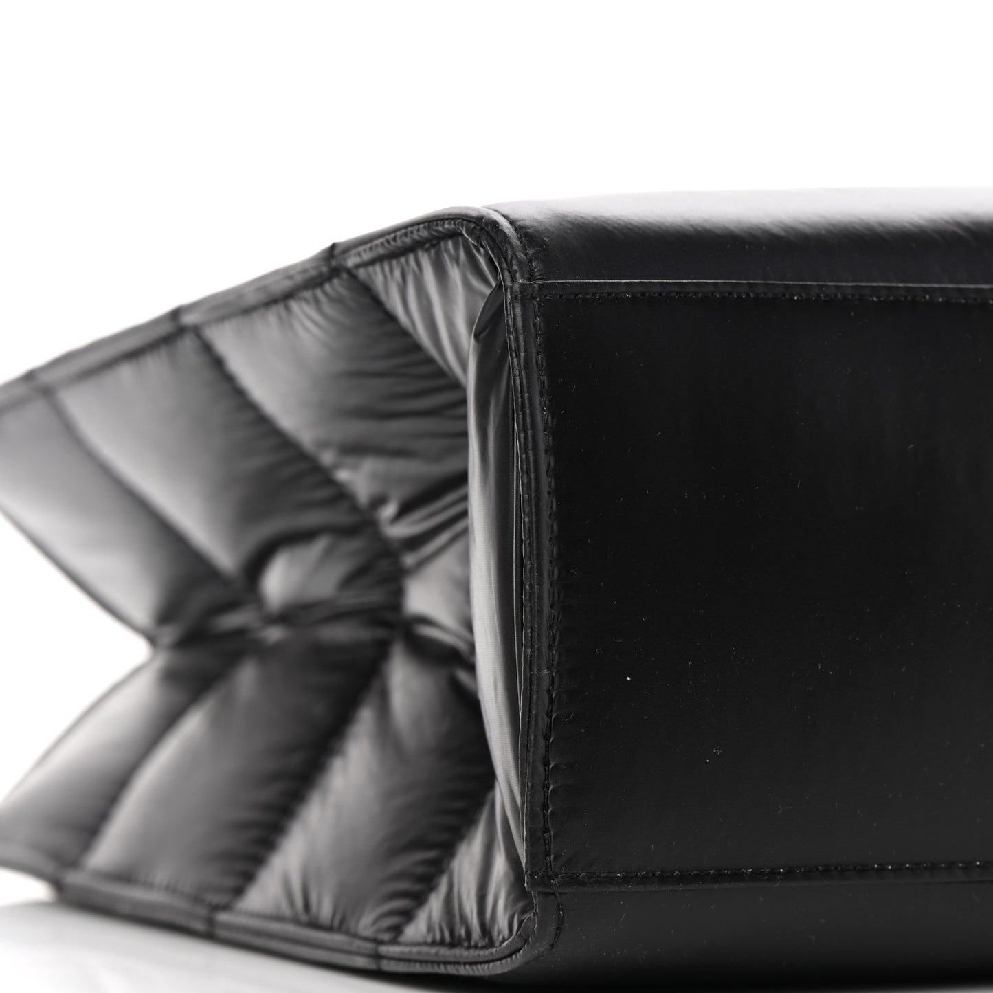 Nylon Medium Puff Shopping Bag Black