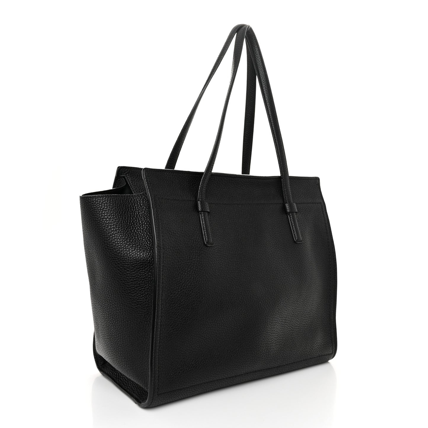 Hammered Calfskin Double Handle Large Amy Tote Black