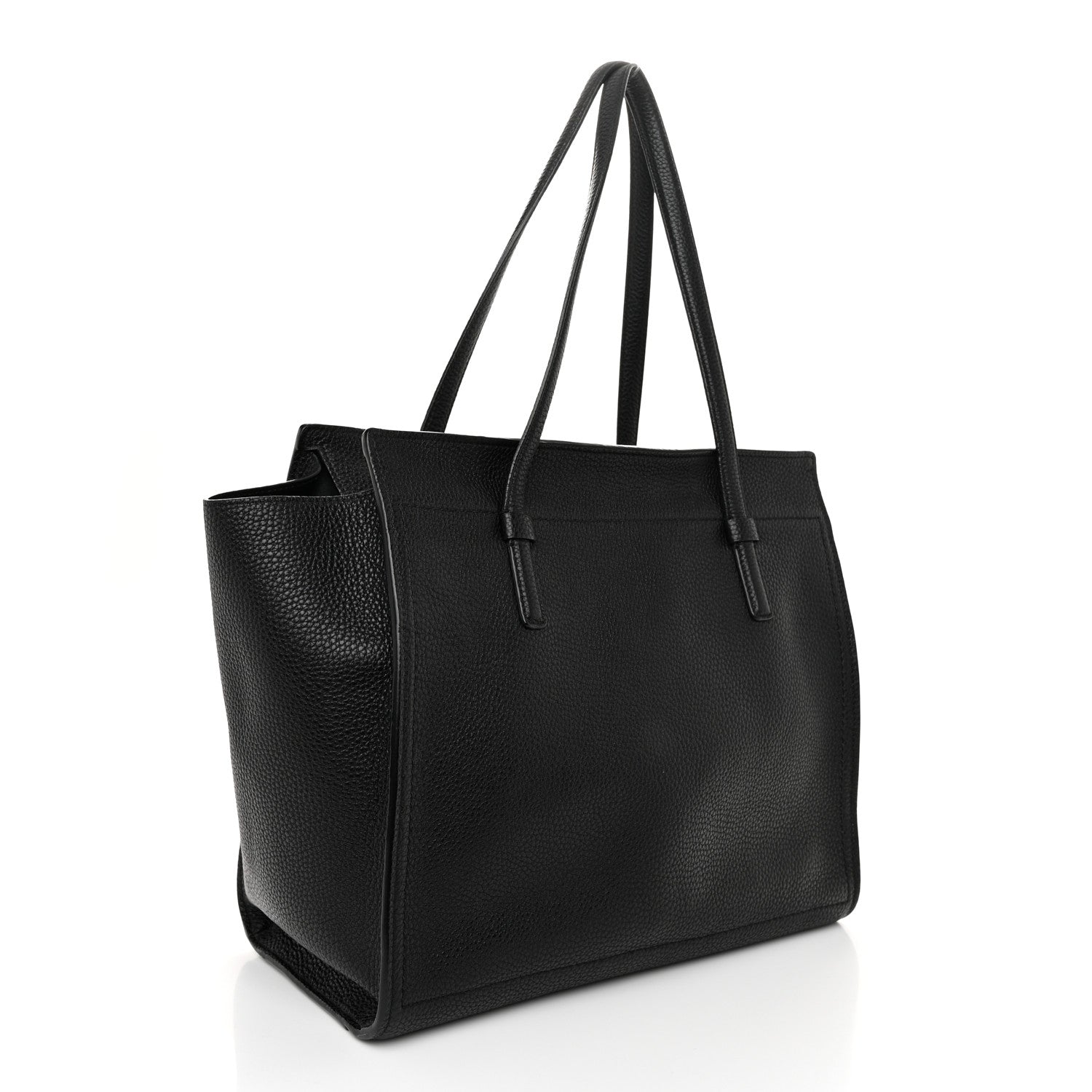 Salvatore Ferragamo Hammered Calfskin Double Handle Large Amy Tote Black 3 of 11
