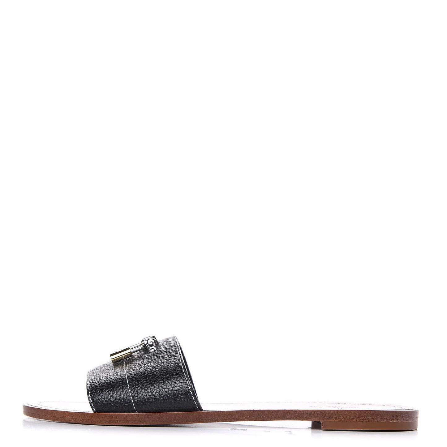 Calfskin Lockit Flat Sandals 40 Black